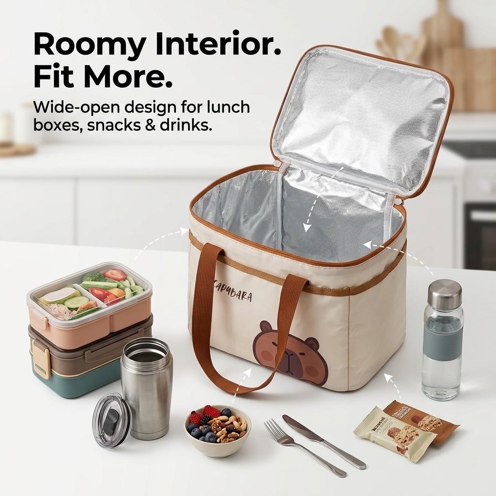 Portable Cartoon Insulated Lunch Bag Large Capacity Waterproof Food Container Thermal Storage Bag Handbag Outdoor Picnci Bag