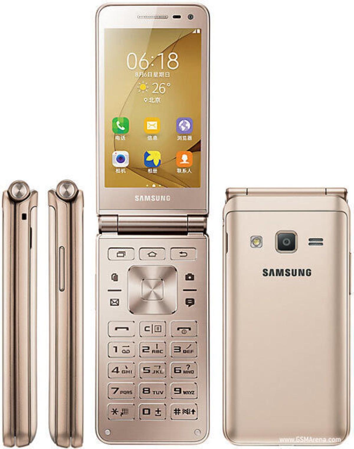 Samsung Gerenoveerde  Galaxy Folder2 G1650 Origineel 2GB RAM 16GB ROM Dual SIM 4G LTE Flip Ontgrendelde Smartphone goud