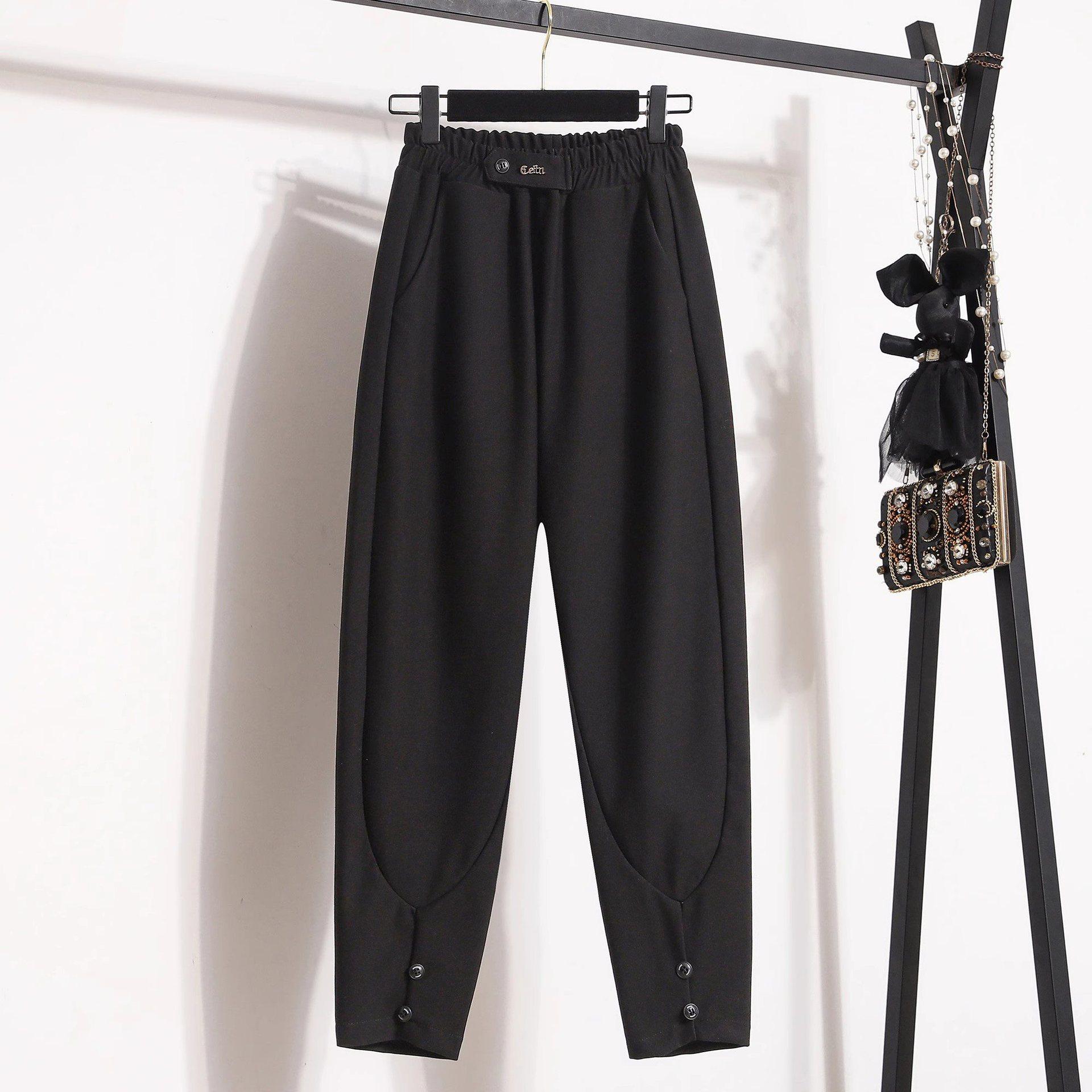 

Весенние тонкие женские брюки больших размеров с высокой талией, эластичные свободные повседневные универсальные брюки Harlan 3XL