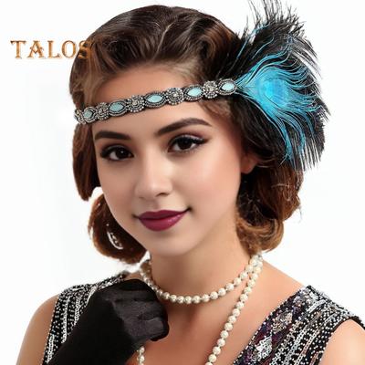 Stirnband Schwarz Strass Haar Band 1920er Jahre Vintage Gatsby Party Kopfschmuck Frauen Flapper Prom Feder Stirnband