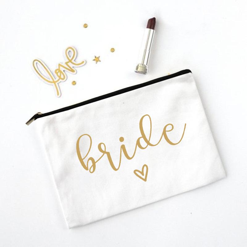 Team Bride Makeup Bag Bachelorette Party Cosmetic Bags Bridesmaid Toiletries Organizer Female Storage Make Up Case Wedding Gifts