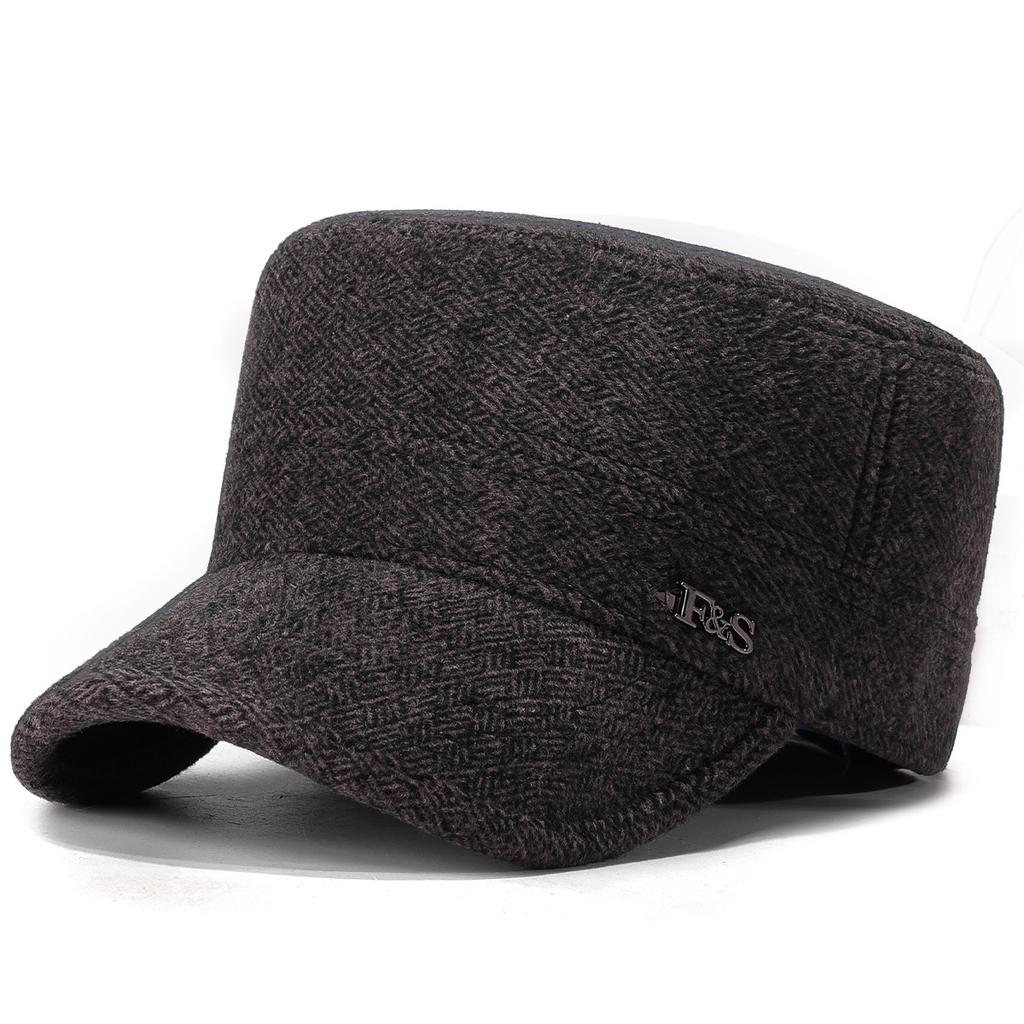 Herren Winter Warme Flache Kappe mit Ohrenklappen Outdoor Papa Hut