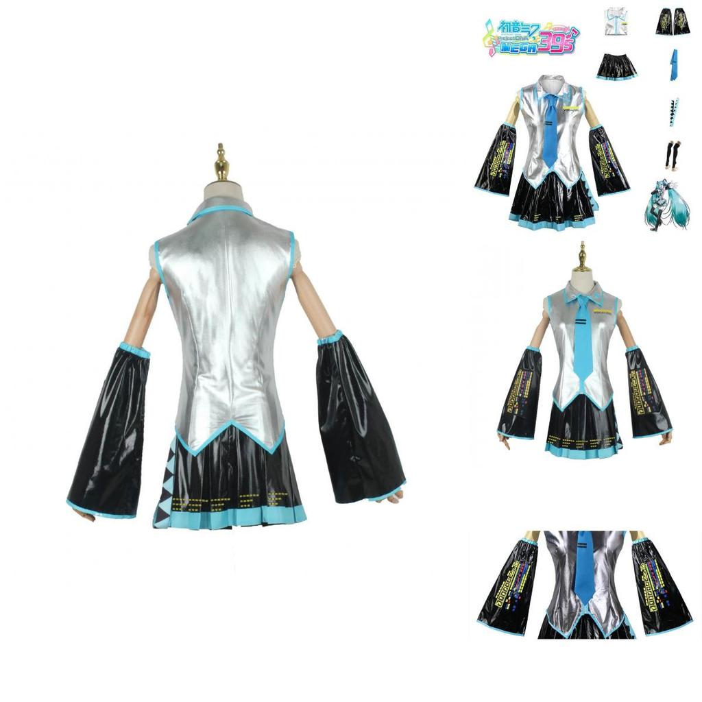 Hatsune Miku Vocaloid Pu Cosplay Top Jurk Strik Set Voor Kerstshow