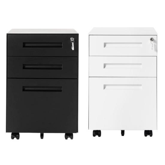 Modern White/Black File Cabinet Storage Container with 3 Drawers Office Decor