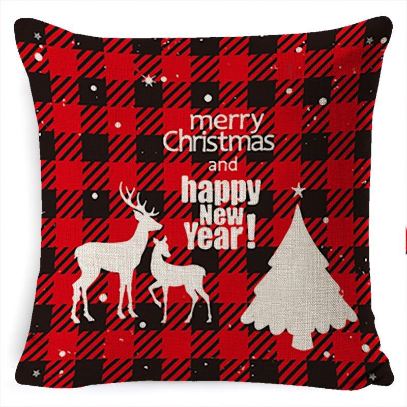Federa Cuscino di Natale Fiocco di Neve Alce Albero di Natale Stampa Federa Cuscino Stile Nordico