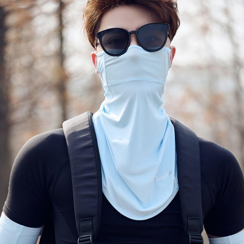 Face Scarves Solid Color Womne Neckline Mask Ice Silk Men Fishing Face Mask Summer Sunscreen Mask