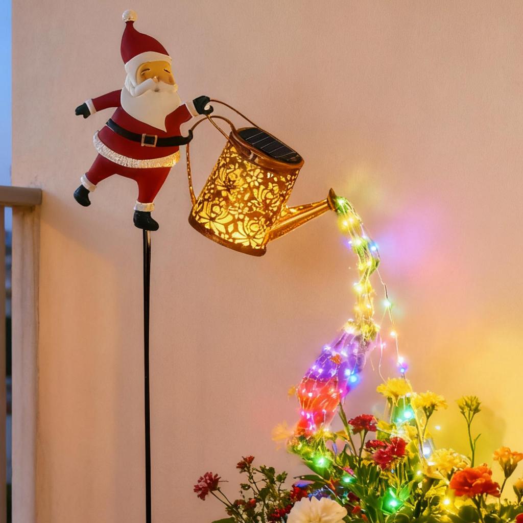 Christmas Santa Claus Kettle Solar Lights Metal Solar Santa Claus Outdoor Garden Lamp for Lawn Festive Decor 2026 Xmas Navidad