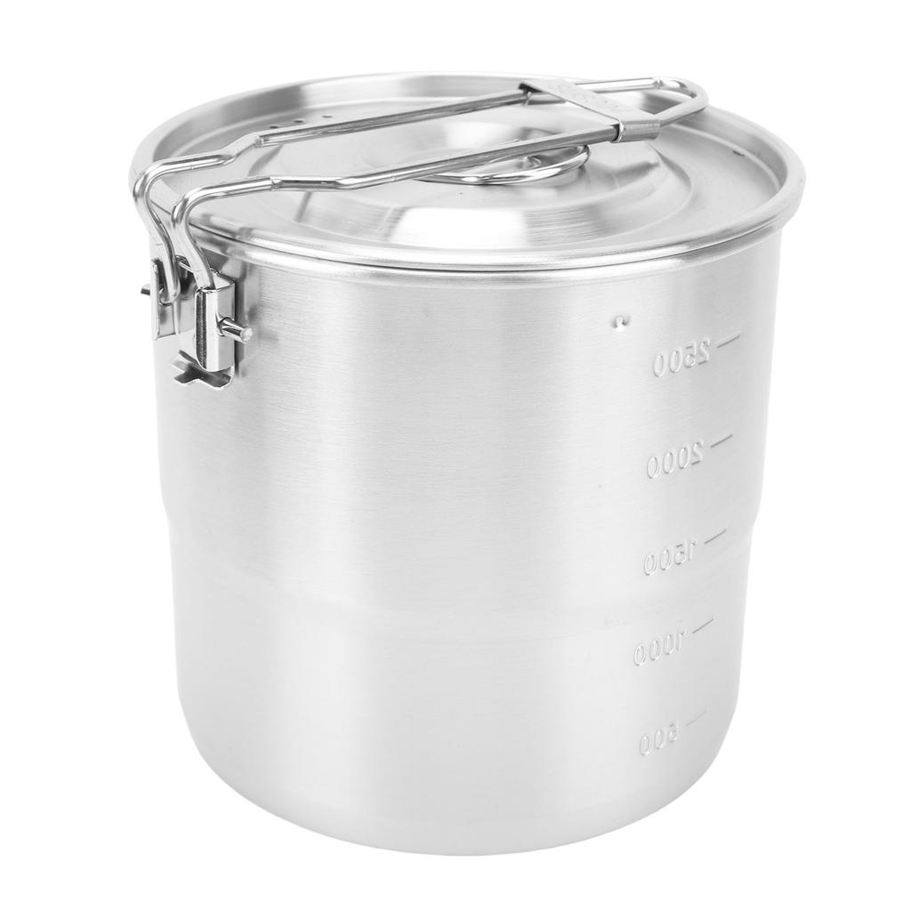 Camping Cooking Pot 304 Stainless Steel Portable Metal Rice Cooker Camping Cookware for Outdoor Hiking
