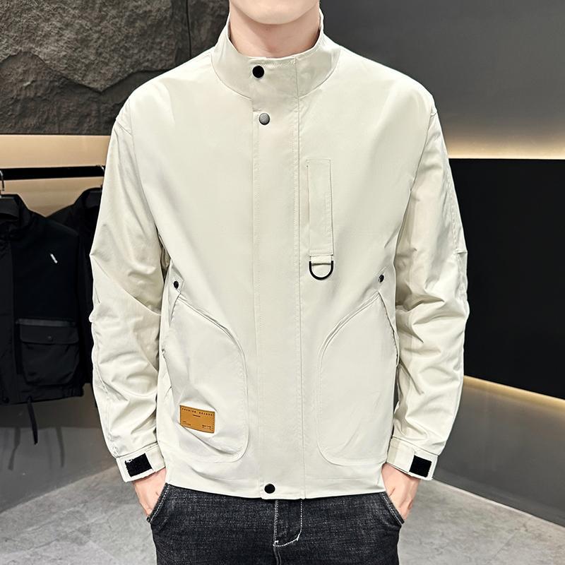Jacket for Men In Spring and Autumn New Stand-up Collar Jacket for Young Men Loose Casual Solid Color Spring and Autumn Clothes for Men