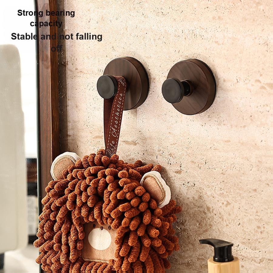 5 pcs Walnut Wood Door Hanging Hooks with Adhesive - Over Door Hook for Coats and Hats, No Drilling Adhesive Hooks