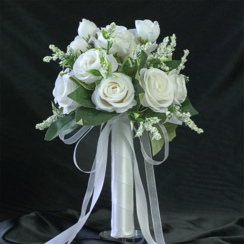 Durability Bridal Bouquet Light Weight Bouquet Handheld Silk Flower Bouquet for Outdoor Wedding Event