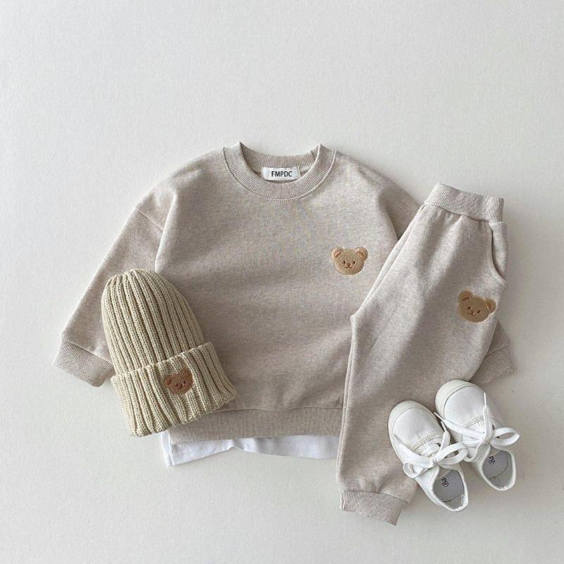 Mote Småbarn Baby Gutter Jente Høst Klær Sett Baby Jente Klær Sett Barn Sports Bjørn Sweatshirt Bukser 2 Stk Drakter Antrekk
