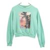 Made In Japan Print Long Sleeve Sweat Trainer S Greenish Women Used