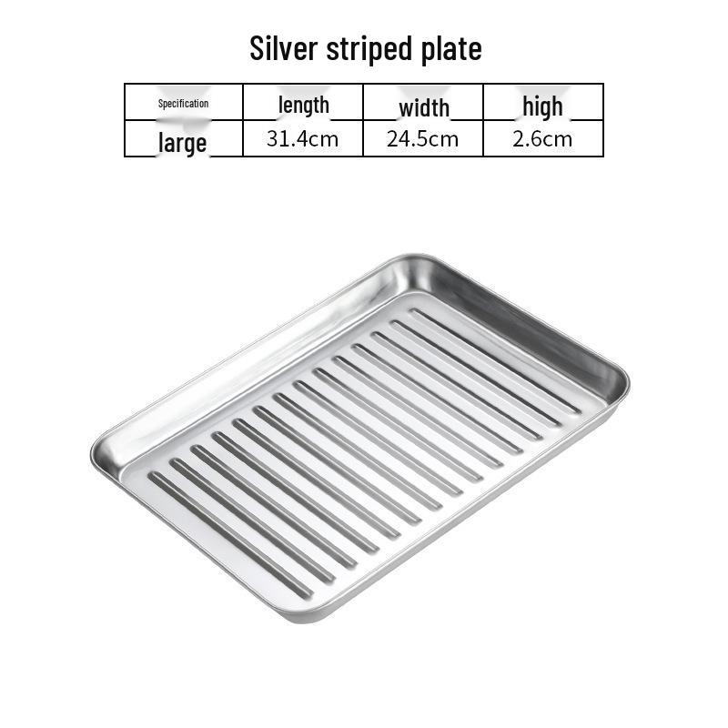 Korean Style Stainless Steel Gold BBQ & Grilling Plate - Versatile Rectangular Tray for Rice, Noodles, Steaming, and Snacks