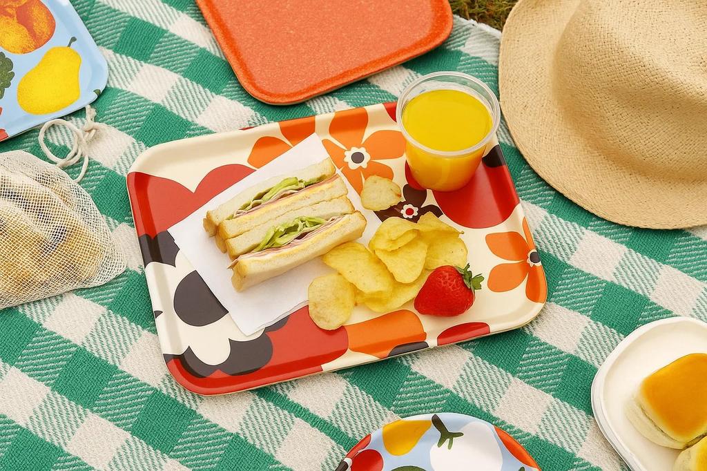 Tatsucraft NR Lunch Tray, Medium, 33cm, Web Original Model, Nordic Style, Fuhura Blue, Non-Slip, Microwave-Safe, Tray, Stylish Plastic, Available In