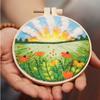 DIY Crafts Needle Thread Ornament Needle Punch Cross Stitch Kit Embroidery Hoop Flower Embroidery