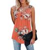 Fashion Womens Summer V-neck Sleeveless Prints Tops Ruffle Loose Tunic Blouse