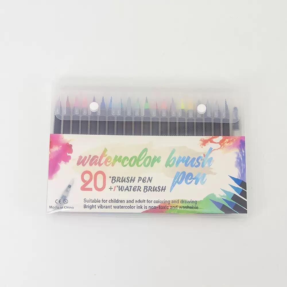 24 Colors Watercolor Brush Pens Set - Includes Water Brush & Fineliner Pen for Calligraphy