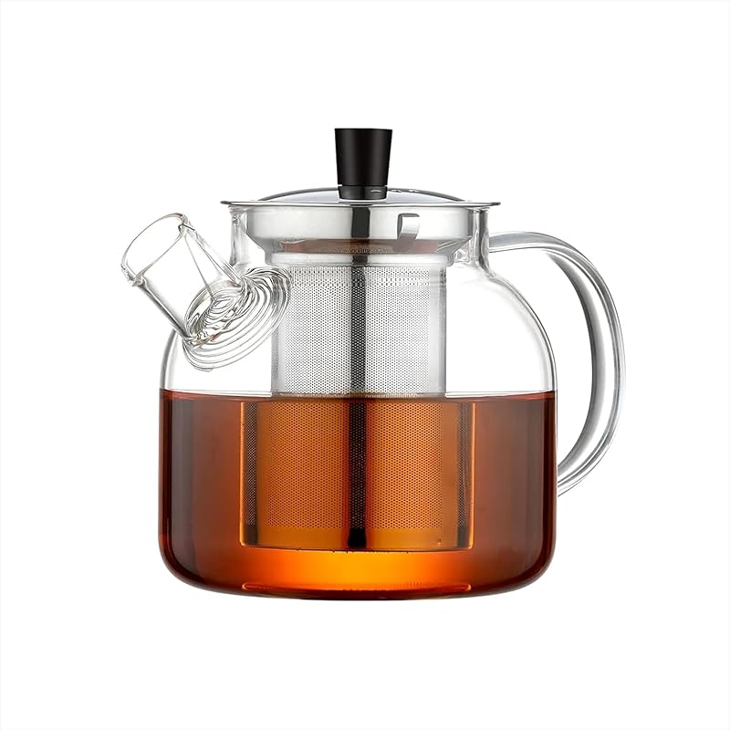 1500ml(50oz) Glass Teapot with Removable Infuser, Ehugos Stovetop Safe Large Tea Pot, Blooming and Loose Leaf Hand Crafted Kettle for Women and Adult