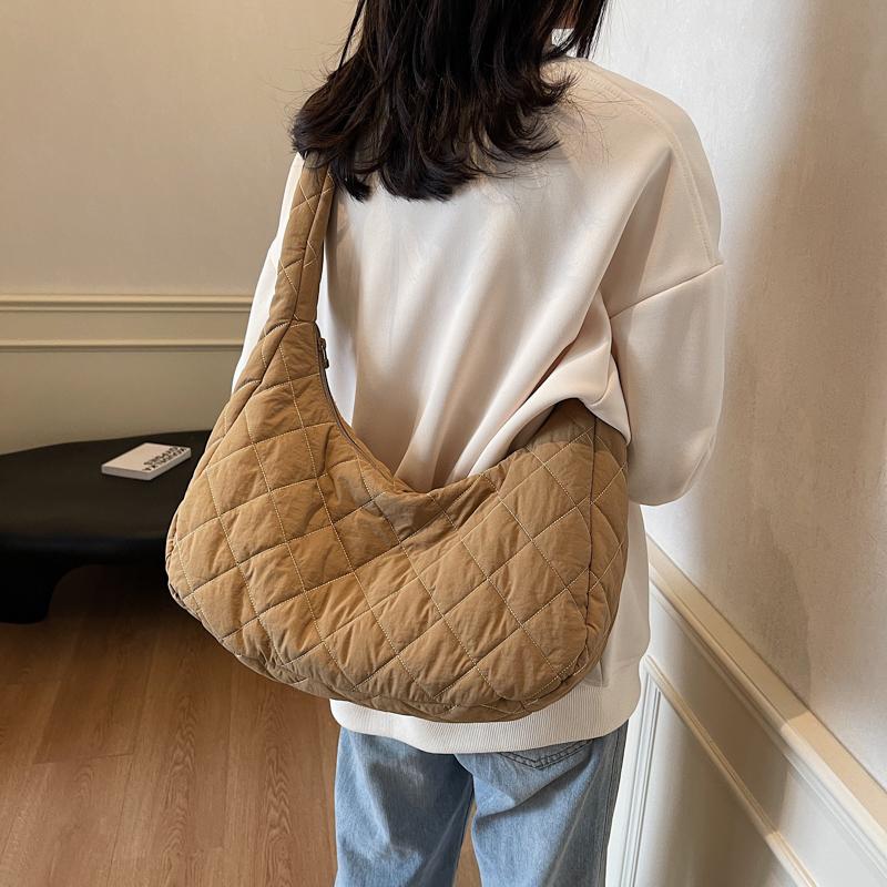 Diamond Embroidery Tote Bag Shoulder Bag Women Solid Color Large Capacity Crossbody Bag