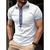 Summer new men's zipper short sleeved POLO shirt with 3D pattern printing