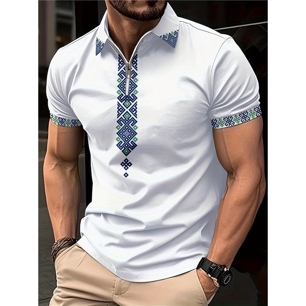 

Summer new men s zipper short sleeved POLO shirt with 3D pattern printing 5XL
