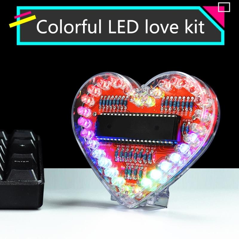 Kit di Saldatura LED RGB a Forma di Cuore per Appassionati del Fai-da-te, Set Elettronico Educativo per Studenti e Regalo Creativo