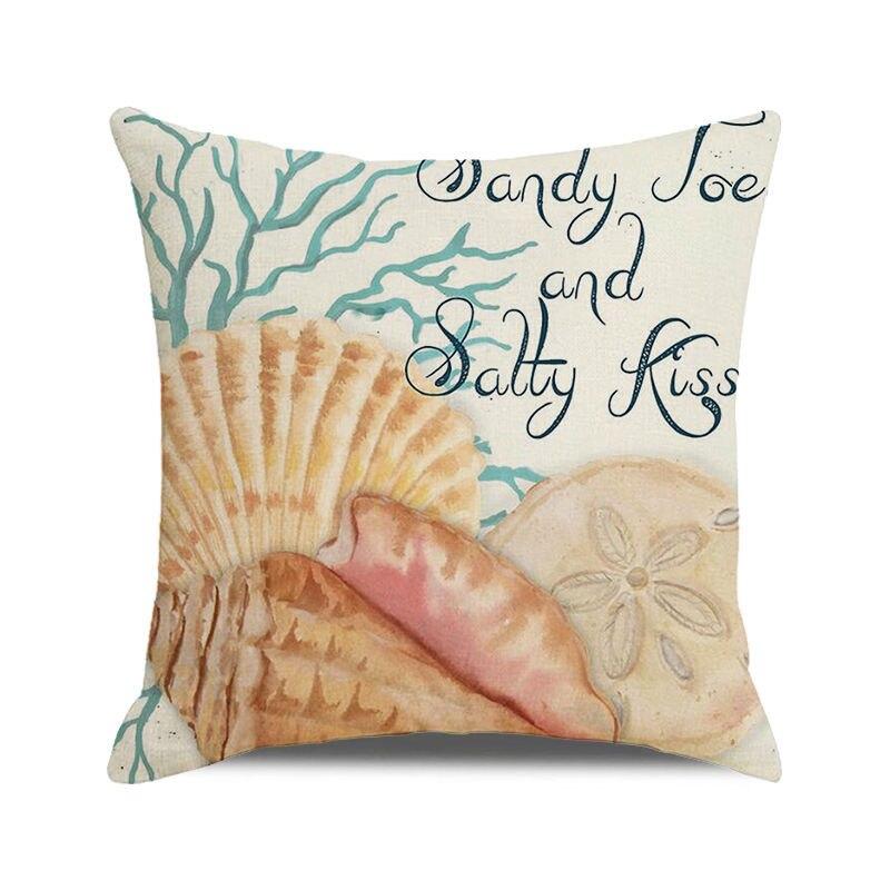 45x45 Cm Starfish Beach Chair Sailboat Slippers Print Pillowcase Upholstery Pillowcase Nautical Style Cushion Cover