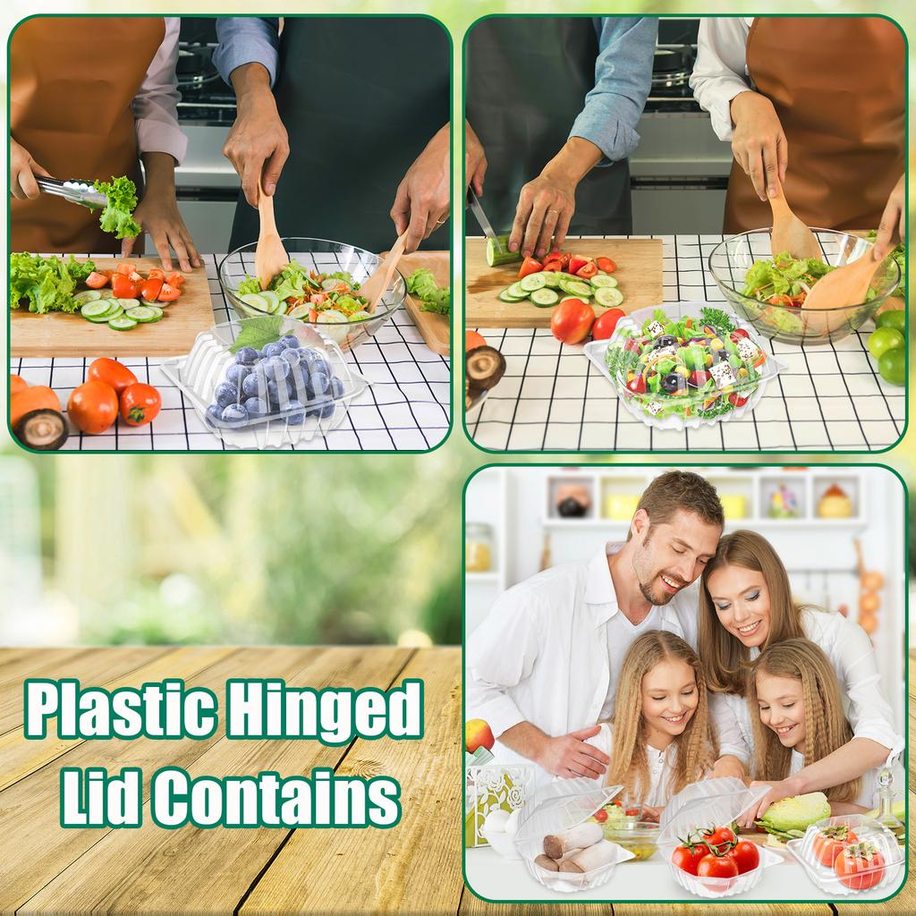 50 Pcs 6X6 Inch Clamshell Take Out Tray Take Out Containers Plastic Hinged Food Containers Disposable Takeout Box Transparent Ca