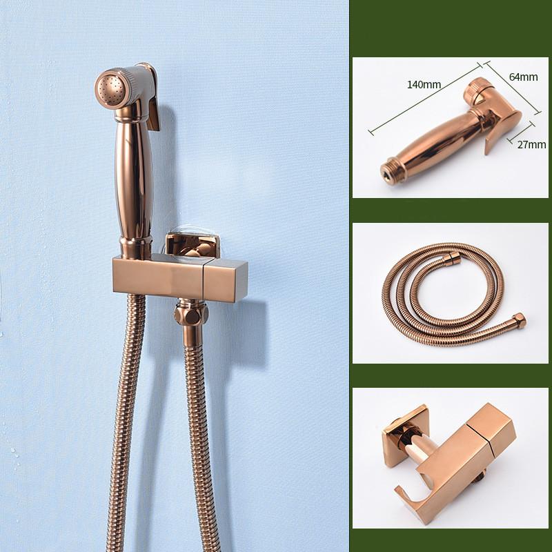 Hochwertiges Modernes Hotelgebrauch Messing Wandmontiert Vertikaler Sprühkopf Badezimmer Bidet Sprühkopf Set Roségold Handheld Toiletten Sprühkopf