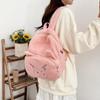 Quirky Hot Pink Lambswool Backpack - Youthful Women's Fashion & Student Bookbag