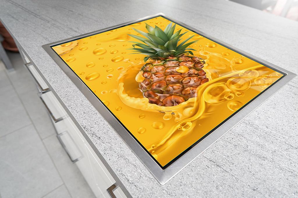 SZKLANA PŁYTA OCHRONNA NA KUCHENKĘ 70x52 ANANAS