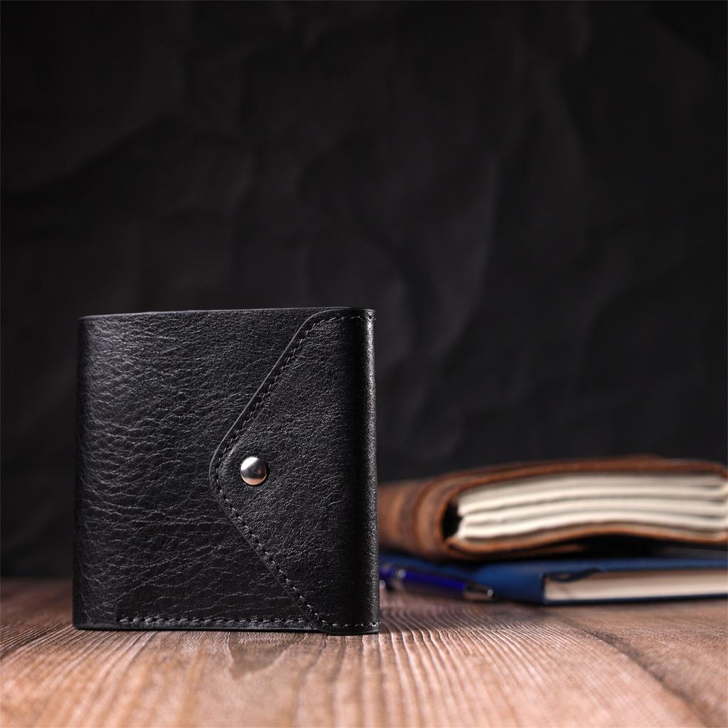 Original Wallet In Unisex Style Made of Glossy Genuine Leather GRANDE PELLE Wallet 16813 Black