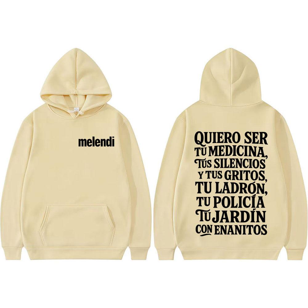 Rapper Melendi Jardín Con Enanitos Letters Print Sweatshirts Men Women Oversized Retro Hip Hop Hoodie Tops Long Sleeve Pullovers