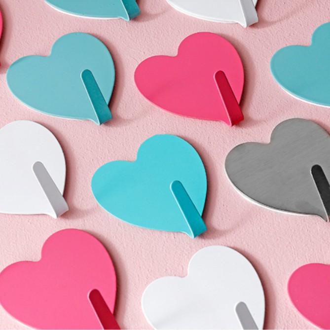 

Japanese Pink Heart Stainless Steel Adhesive Hook - Soft Girl Room Decor