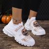 Halloween Style Platform Sneakers Women Breathable Knitted Soft Sports Shoes Ladies Comfort Flat Heels Non-Slip Casual Shoes