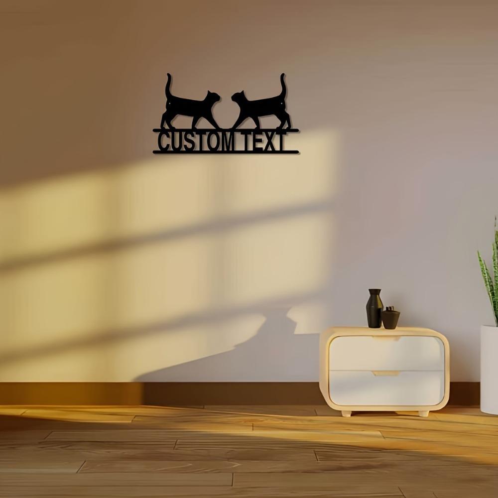 Metal Cat Door Sign, Personalized Address Plaque, Home Wall Decor, Easy Mount, Unique Gift