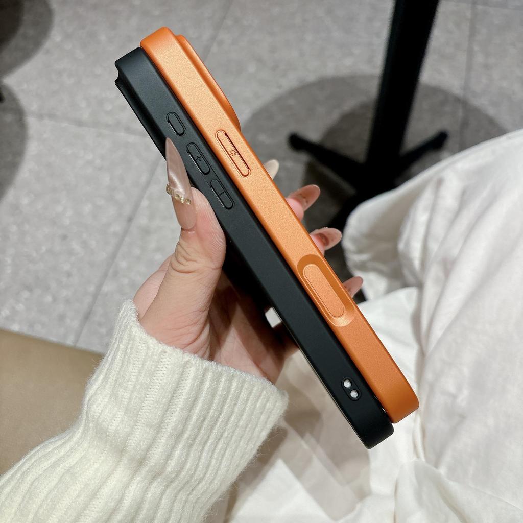 17-Fenster Handyhülle mit Lederstruktur für iPhone 17 Pro Max - Apple 16 Matt, Orange