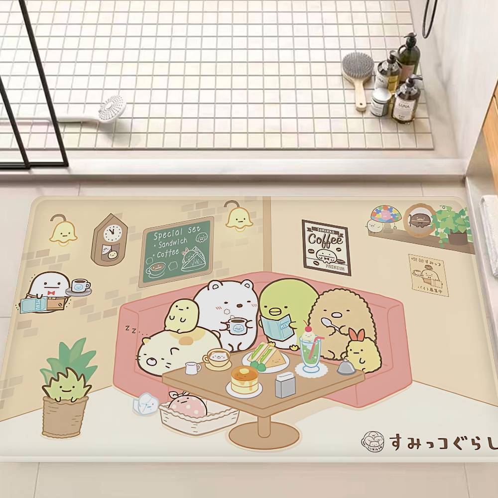 Kawaii Sumikko Gurashi Anime Floor Mat INS Style Soft Bedroom Floor House Laundry Room Mat Anti-skid Household Carpets