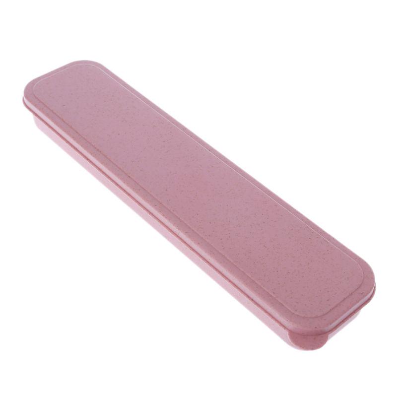 

Портативные экологически чистые столовые приборы из пшеничной соломы, коробка для кемпинга и пикника, посуда, кухонная утварь, чехол розовый