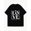 White Oversized T-Shirt With Love Square Print And All Day Every Day Text For Casual Wear