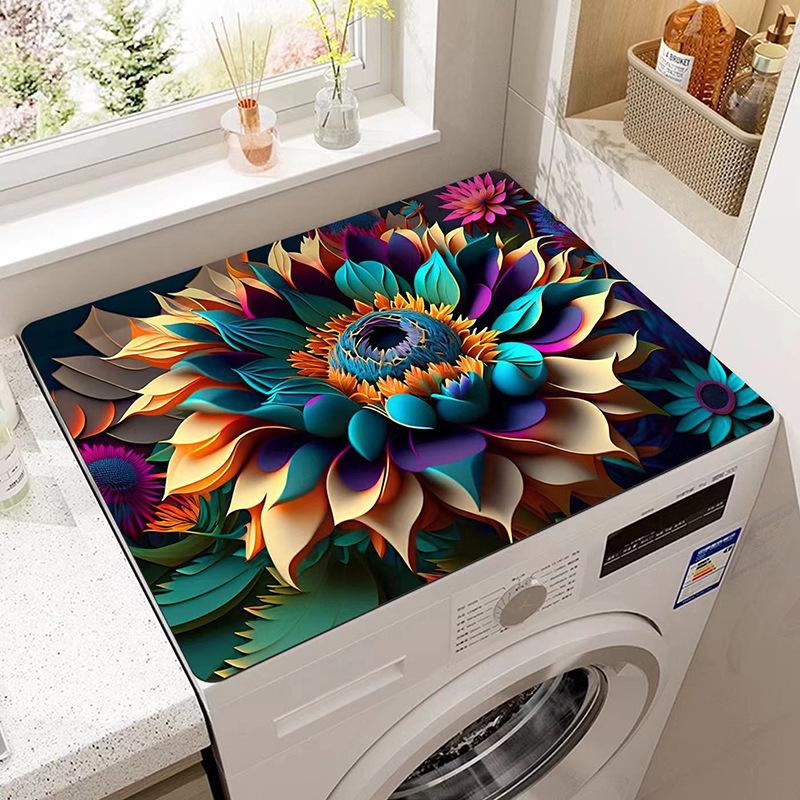 Retro Washing Machine Covers Kitchen Absorbent Coffee Machine Refrigerator Cover Pad Drain Pad Microwave Oven Insulation Pad