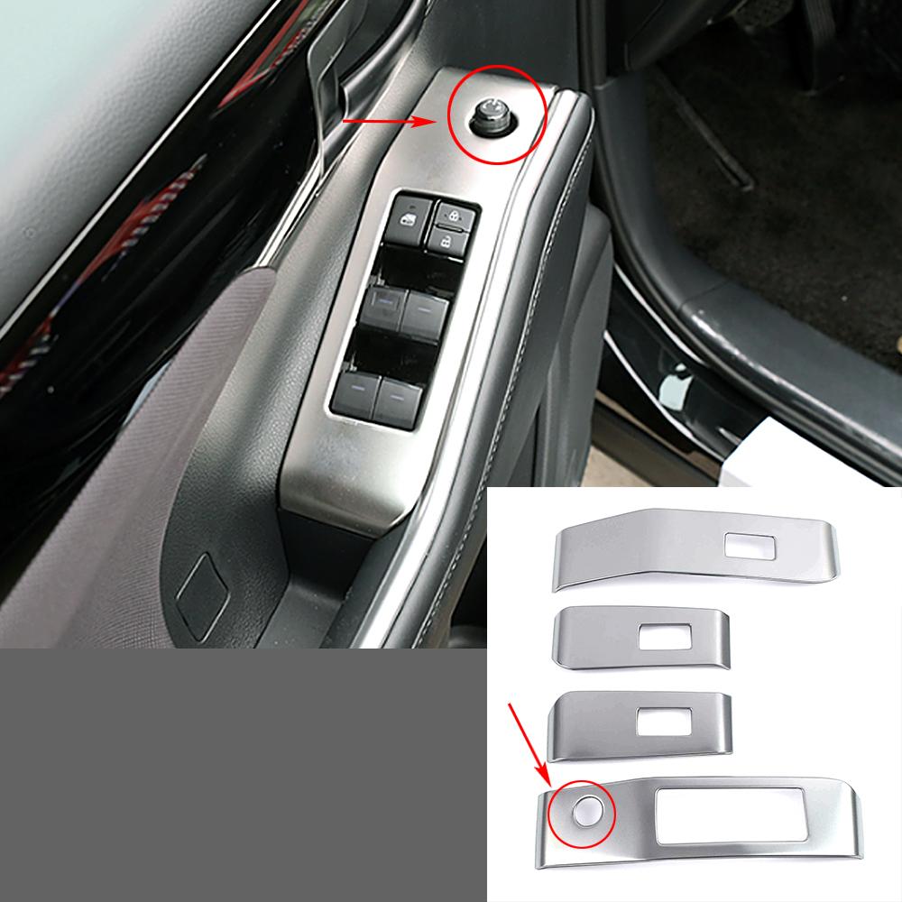 For Toyota Highlander XU70 2024 Car Window Lift Switch Button Cover Trim Door Armrest Panel Interior Accessories Stainless Steel
