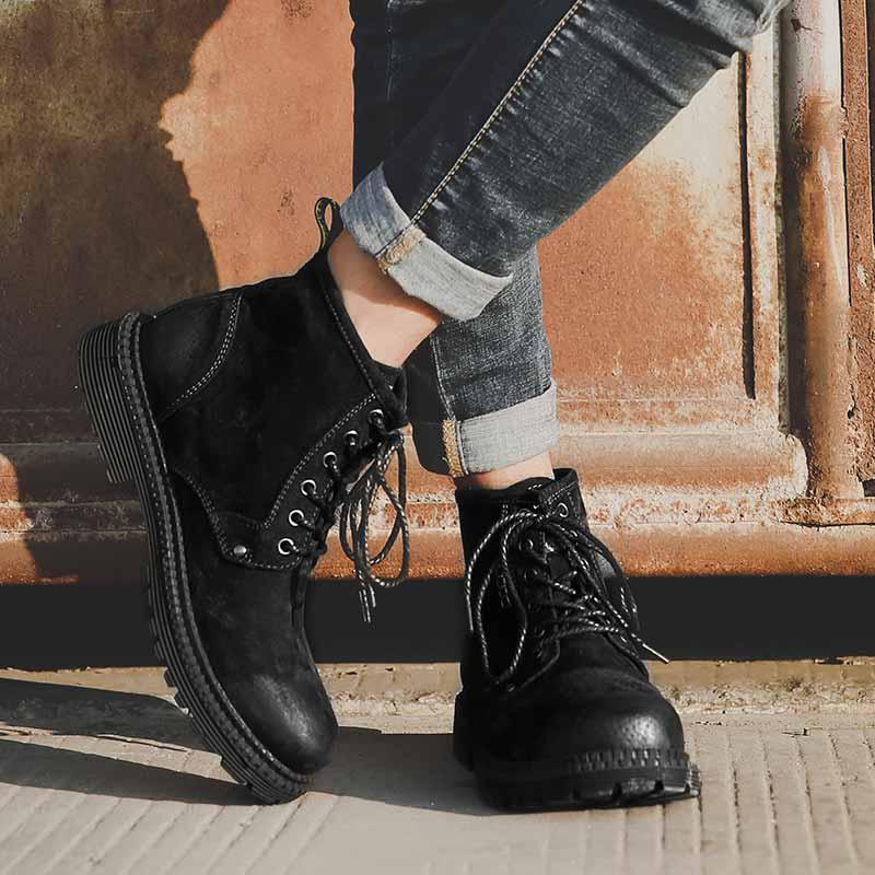 Brand Newest Winter Warm Men Snow Boots Genuine Leather Suede Boots Autumn Men Boots Casual Male Classic Black Sneakers Size 38-46