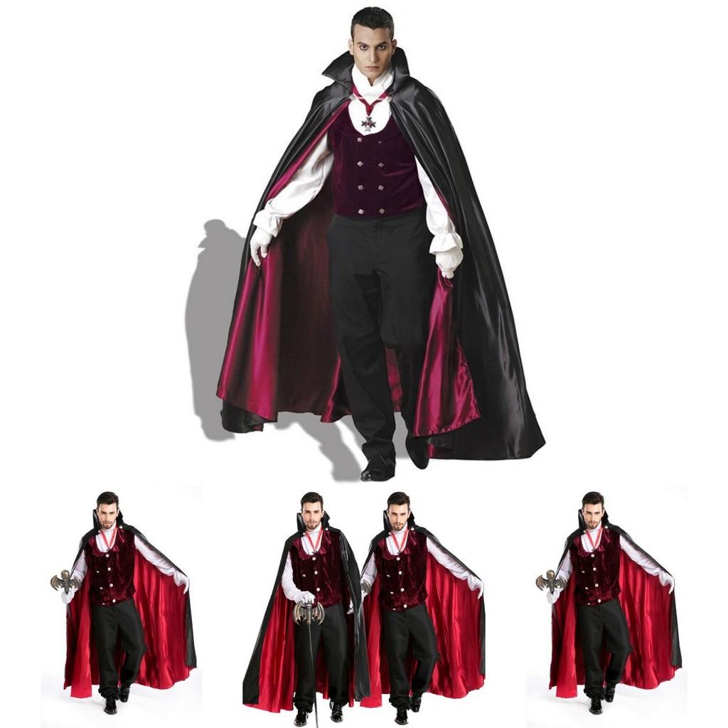 Men's Adult Prince Wizard Vampire Pirate Costume Set For Halloween With Cloak And Gloves