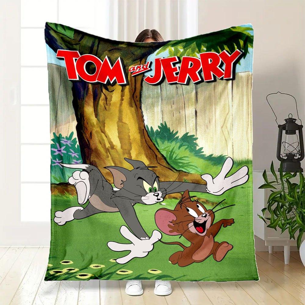 Tom and Jerry Classic Cartoon Poster PrintBlanket Flannel Throw Blanket for Sofa, Bed, Travel, Camping, Office