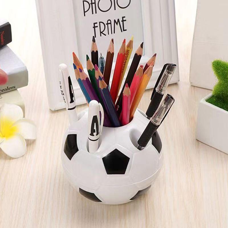 Round Football-Shaped Multifunctional Plastic Pen Holder for Students and Office Use