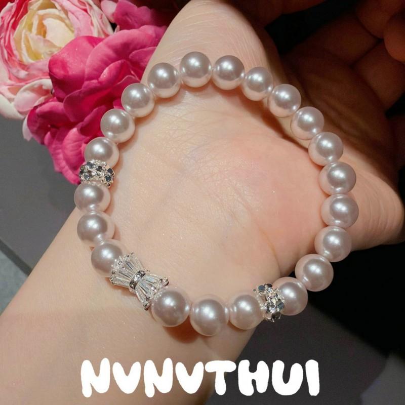 Elegant Pearl Cubic Zirconia Bracelet With Pink Purple Rose Tone Geometric Beaded Design New Chinese Style Hand Jewelry
