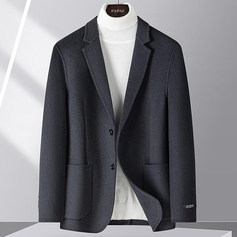 

FAPAI Men s Merino Wool Double-faced Business Casual Overcoat L 50