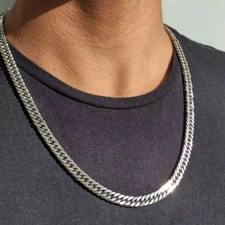 Punk Chunky Cuban Chain Necklace for Men,Silver Gold Stainless Steel Miami Link Collar,Vintage Hip Hop Jewelry Gift